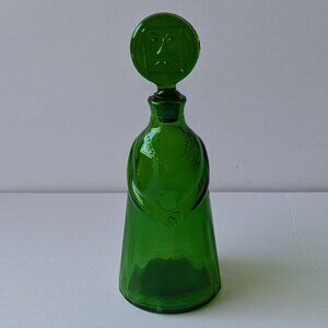 Vintage 8.75" Kosta Boda Erik Hoglund Green Glass Figurine Bottle Decanter